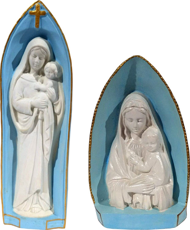 聖母マリア像置物、イエスキリストを抱っこしているマリア女神像 