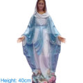 聖母マリア像置物、ピンクの薔薇と両手を広げて全てを受け入れるマリア女神像、マリアオブジェオーナメントフィギア