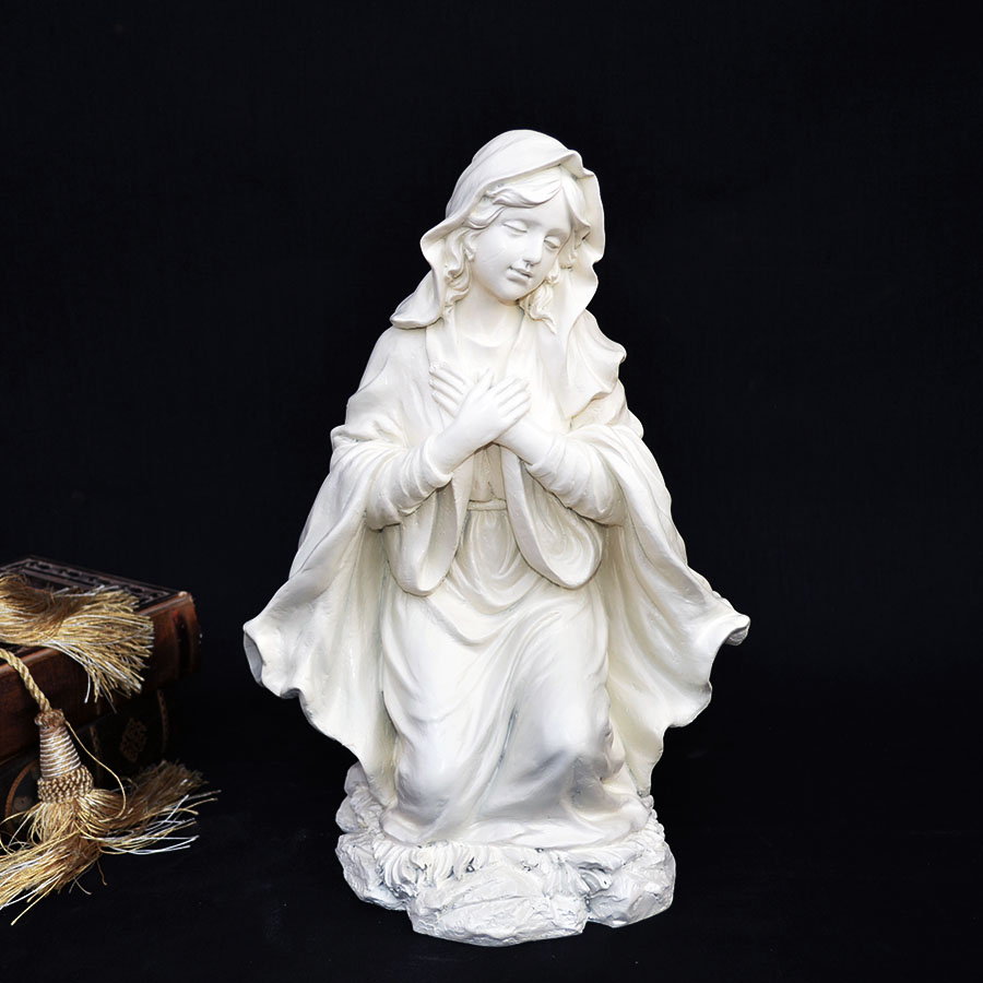 聖母マリア像置物、両手をハート胸に当てて愛を伝えるマリア女神像、マリアオブジェオーナメント、マリアフィギア